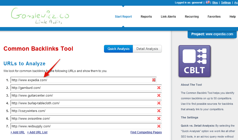 expedia.com common backlink tool to uncover link network