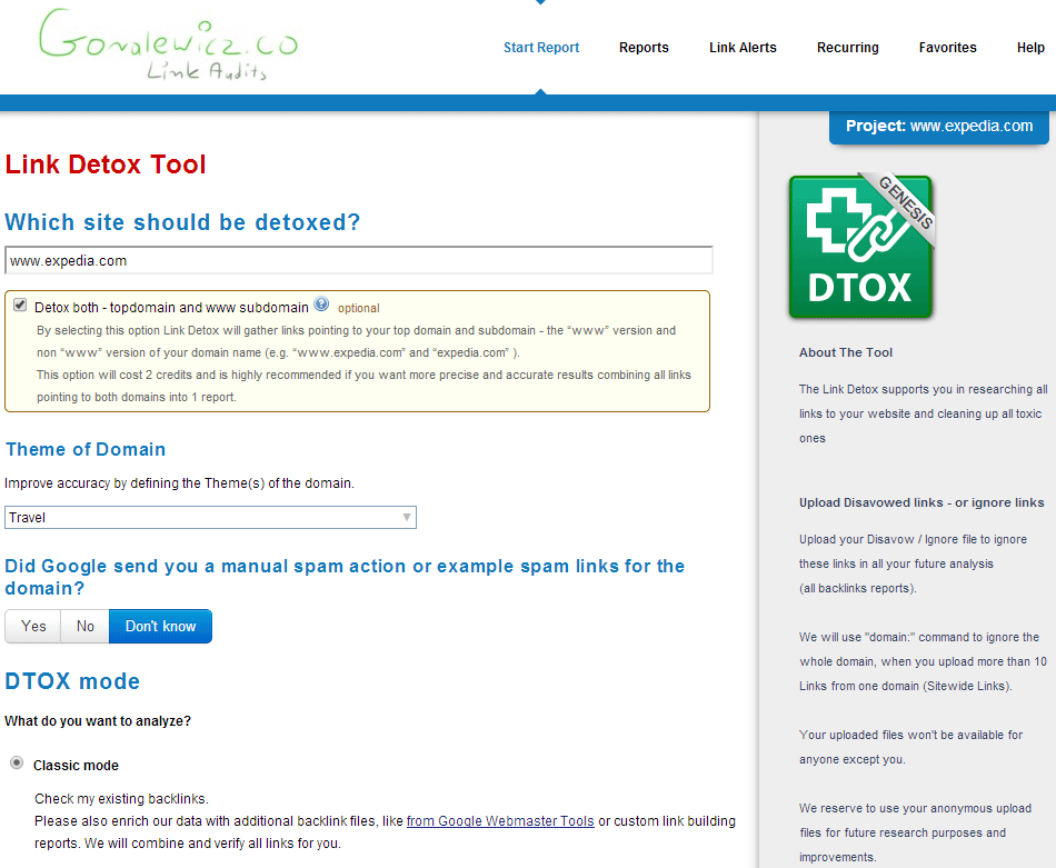 Link Detox for Expedia