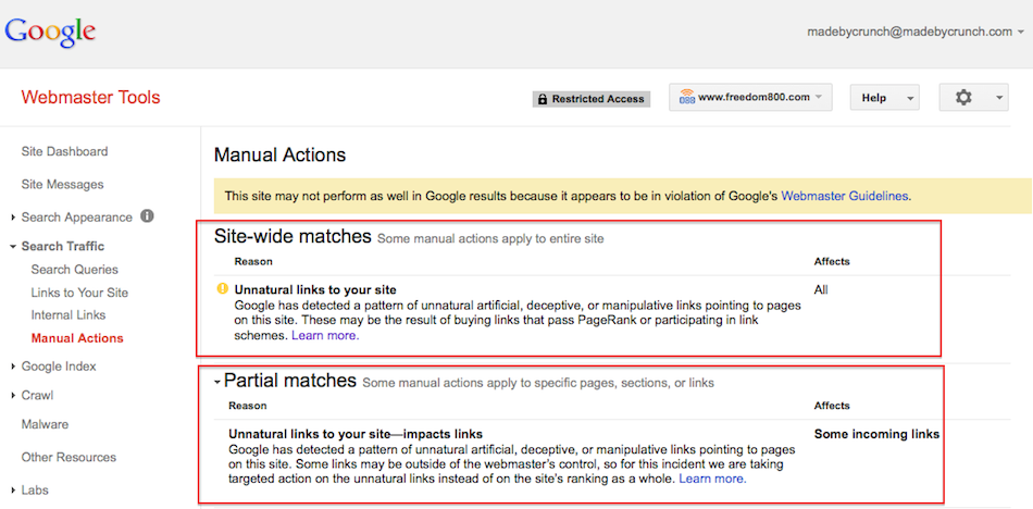 Double Google Manual Action