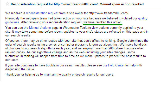 Success Spam Action Removed