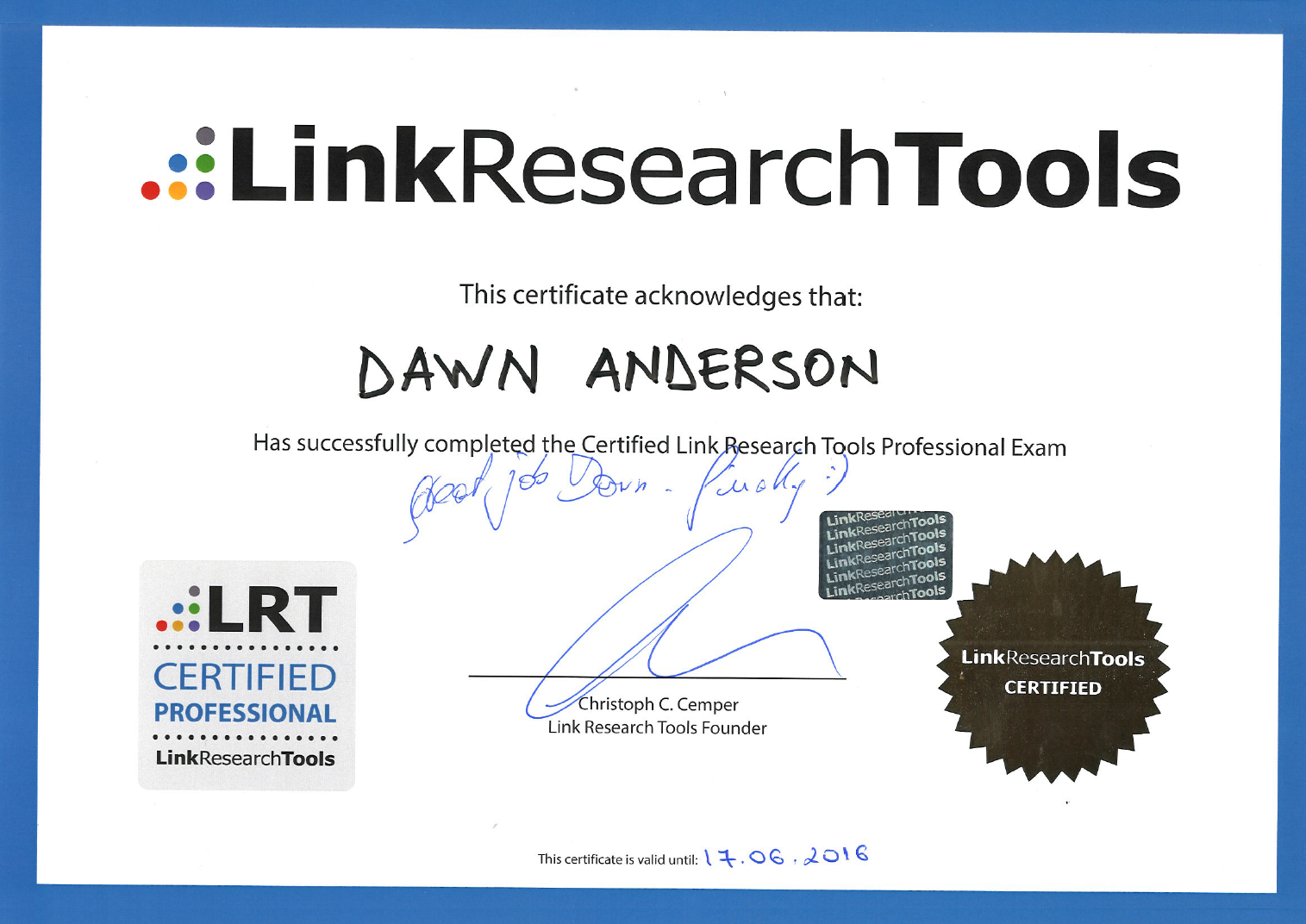 Dawn Anderson lrt certified profesional