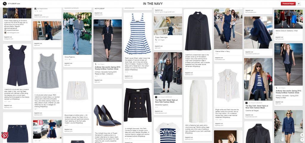 STYLEBOP.com’s pin board in the navy